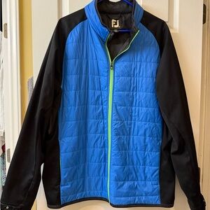 FootJoy Blue & Black Quilted Lightweight Golf Jacket with Neon Zip